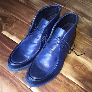 Messico Navy Blue Leather Boots - Size 10